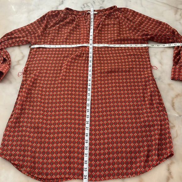 BANANA REPUBLIC Long Sleeve Belted Mini Dress Printed Rust Orange 14P - Picture 14 of 16